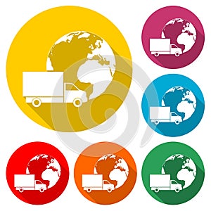 Logistics transport globe concept, Truck