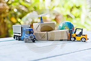 Logistics transport import export shipping service Customers order things from via internet International shipping online Air