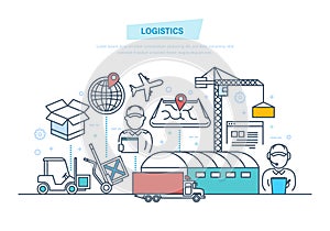 Logistics and transportation, delivery. Transportation services, trucking, shipping, navigation gps.