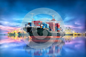 Logistics and transportation of international container cargo ship