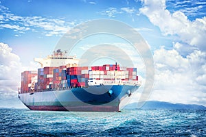 Logistics and transportation of International Container Cargo ship in the ocean, Nautical Vessel