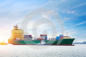 Logistics and transportation of International Container Cargo ship