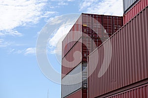 Logistics transportation of international container shipping and cargo planes in container yards, freight transport, international