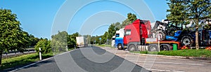 Logistics truck on the motorway rest area