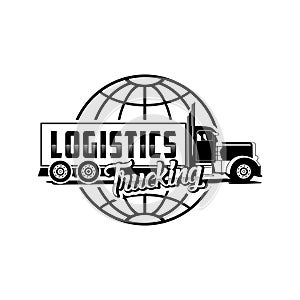 Logistics trucking logo vector photo