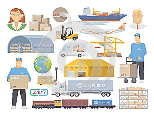 Logistics vector flat icons