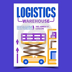 Logistics Warehouse Creative Promo Poster Vector