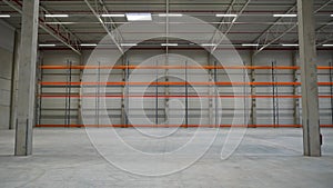 logistics warehouse with empty high racks