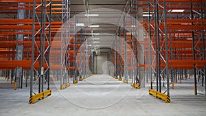 logistics warehouse with empty high racks