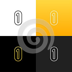 Logo 1 and 0. Linear logo of the one and zero for companies and brands with a yellow gradient.