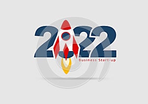Logo 2022 new year rocket launch Start up business creative ideas concept design,