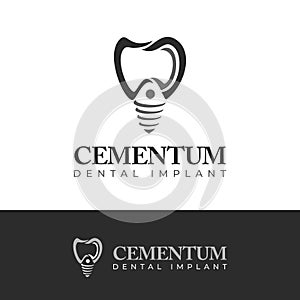 Cementum dental implant logo, abstract initial c, d, i in the tooth vector photo