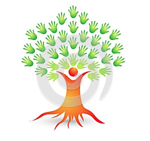 Family Tree vector Logo. A family tree with leaves logo