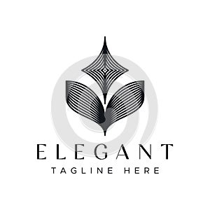 Logo Abstract Line Art Leaf with Elegant Concept for Business Nature, Beauty and Fashion.