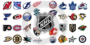 Logo of all national hockey league teams. Nhl team