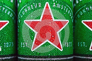 logo on aluminum cans of Heineken beer