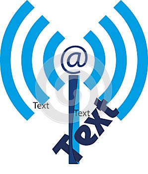 Logo with antenna Wifi, @ and stylized letter I. photo