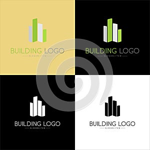 Logo for architects and property businesses, with rectangular shapes, and green, gray colors