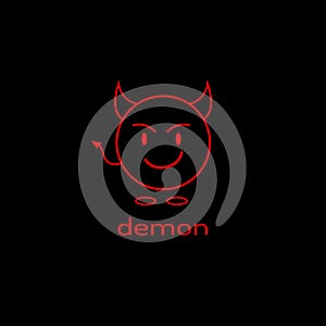 Logo as a linear devil icon. Vector graphics.