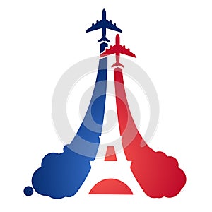 Designazione dell'organizzazione o istituzione come turista volare un aereo da la Torre un simbolismo da francese bandiera 