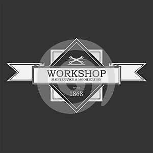 Logo Badge Mechanical Workshop Modern Vintage Style