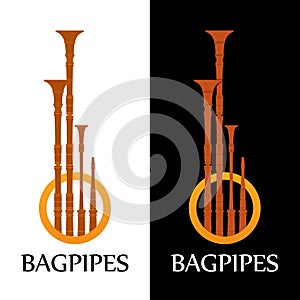 Logo with Bagpipes on white and black