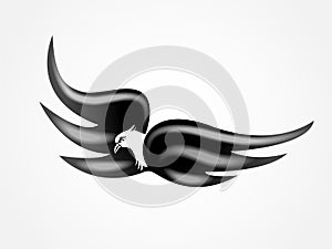 Logo bald eagle bird flying vector negative space