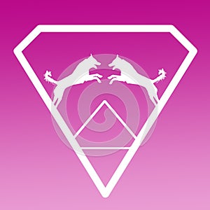 Logo Banner Image Jumping Dog in a Diamond Shape on Purple Background