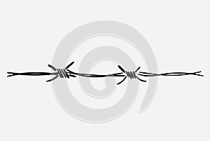 The logo of the barbed wire. Black and white drawing. Vector illustration of a barbed wire. The Holocaust. Console camp.