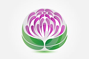 Logo beautiful lotus flower spa massage business id card