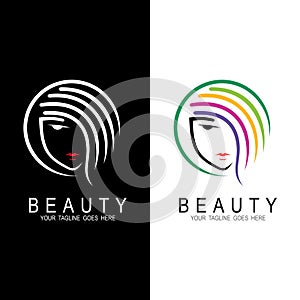 The logo of a beautiful woman, Hair salon,