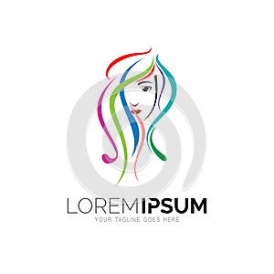 The logo of a beautiful woman, hair salon, colorful design