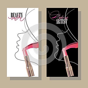 Logo for beauty salon, face and skin care product, cosmetics, makeup or spa center with beautiful woman profile