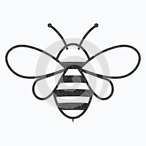 Logo of the bee. Black and white bee icon. Vector illustration with scabs. Insect.