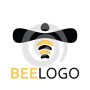 Logo of a bee on a honeycomb. Stylized logo with a honey bee. Hornet. Icon with insect. The farm.