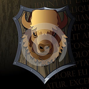 Logo of Bison Head on knightly Shield