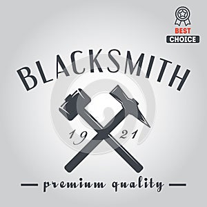 Logo for blacksmith, typographic logotype, badge
