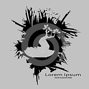 Logo of Bonsai tree, silhouette of bonsai, Detailed image, Vector illustration.