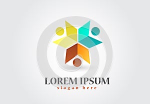 Logo book teamwork education symbol vector