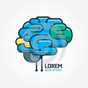 Logo brain vector template. Brain distortion concept. Abstract