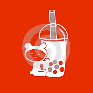 Logo bubble tea on background.