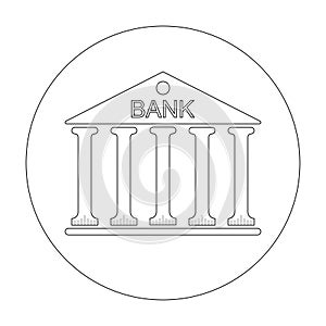 Logo building or courthouse with columns and the inscription Bank on the roof vector illustration isolated on white background.