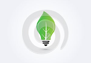 Logo bulb light leaf idea ecology power energy vector