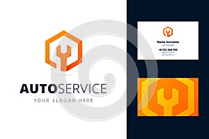 Logo and business card template for auto, repair services