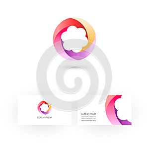 Logo and business card, template. The flower in the circle.