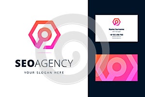 Logo and business card template for seo agency.