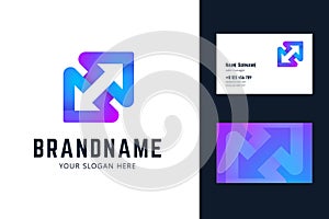 Logo and business card template with two arrows.