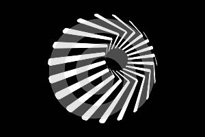 Logo business design, frustum of cone. 3d geometric shape in op art style, minimal vector radial optical art isoalted on black photo