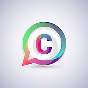 Logo C letter colorful on circle chat icon. Vector design for your logo application for company identity
