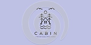 logo cabin line art minimalist simple vector logo illustration design